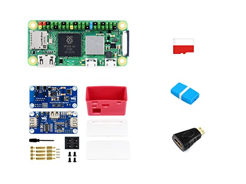Waveshare Package F - Kompatibel mit Raspberry Pi Zero 2 W, Bundle mit PoE-ETH-USB-HUB-Box, TF-Karte 16GB, Card Reader und mehr (6 Teile) mit vorgelöteten farbcodierten Pinheader von Waveshare
