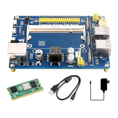Waveshare Pi CM4S Kit(8GB RAM & 32GB eMMC Flash), Comes with Compute Module PoE Board, Powerful Performance, High-Speed, Compatible with Other CM3 Expansion Boards Like Compute Module PoE 4G Board... von Waveshare