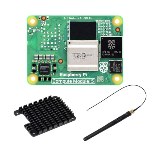 Waveshare Pi Compute Module 5 CM5016032 Package A, Deliver Raspberry Pi5 Power, 16GB RAM, 32GB eMMC Flash, Heatsink & Antenna Included(But No Wireless Module - Antenna can be Used for Other Purpose) von Waveshare