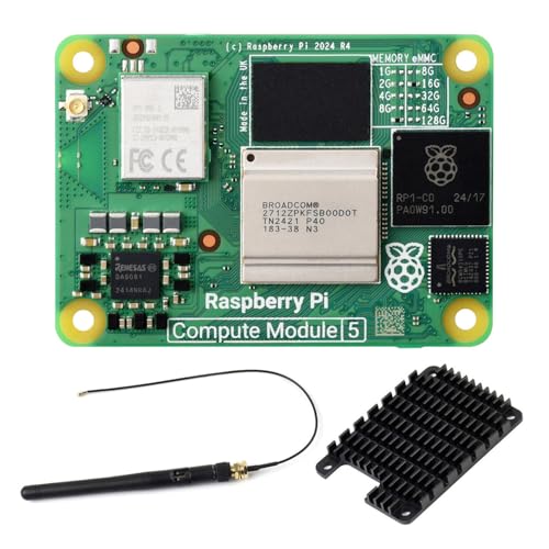 Waveshare Pi Compute Module 5 CM5116016 Package A (with WiFi Module, 16GB RAM, 16GB eMMC Flash), Deliver Raspberry Pi5 Power, Heatsink & Antenna Included von Waveshare