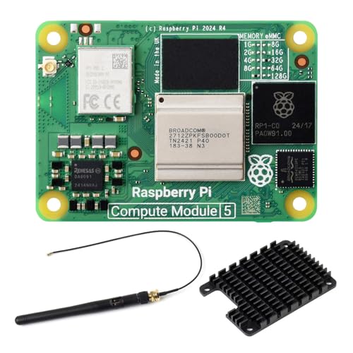 Waveshare Pi Compute Module 5 CM5116032 Package A (with WiFi Module, 16GB RAM, 32GB eMMC Flash), Deliver Raspberry Pi5 Power, Heatsink & Antenna Included von Waveshare