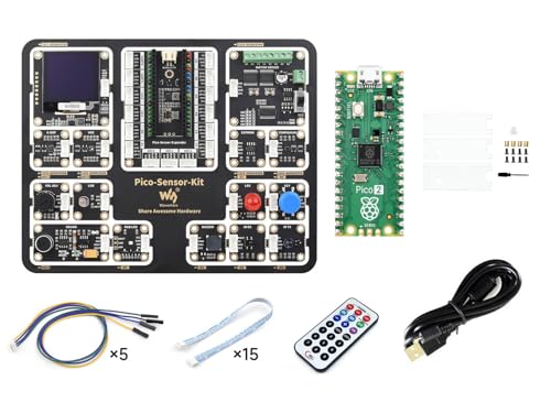 Waveshare Pi-Pico-2-Sensor-Kit, Tiny Fast Microcontroller Board with Flexible Digital Interfaces RP2350 Chip Dual-Core & Dual-Architecture Design 4MB Flash Memory Support C/C++/MicroPython von Waveshare