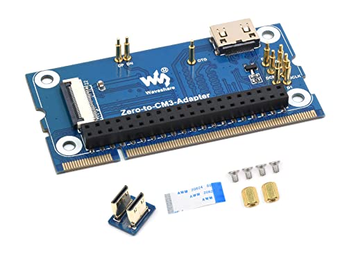 Waveshare Pi Zero 2 W auf CM3 / CM3+ Adapter, Basierend auf Raspberry Pi 2W, Alternative Lösung für Raspberry Pi CM3 / CM3+, Inklusive MINI HDMI Adapter, FFC Kabel usw. von Waveshare