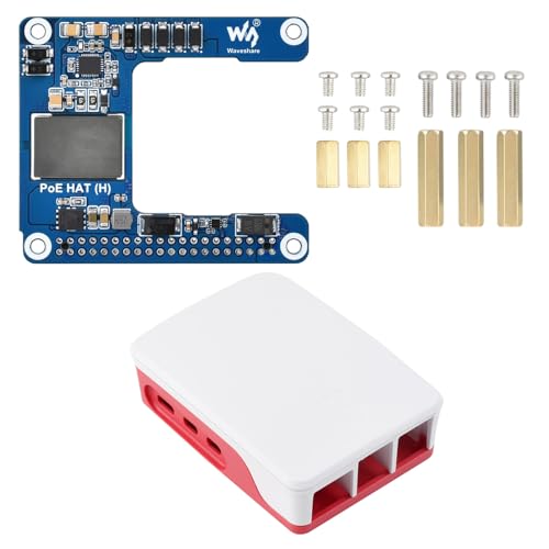 Waveshare Power Over Ethernet HAT (H), Compatible with Raspberry Pi 5 / cm 5, 5V 5A Output, Stable Performance, Supports 802.3af/at, Isolated Switched-Mode Power Supply, PoE HAT, with RPi 5 Case von Waveshare