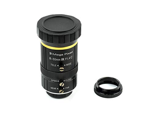 Waveshare Quality Industrial Zoom Lens 8-50mm Adjustable Focal Length with Adjustable Angle of View C-Mount Compatible with Raspberry Pi Camera von Waveshare