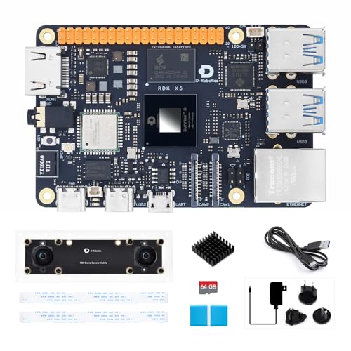 Waveshare RDK X5 8GB Developer Kit, D-Robotics RDK X5 Development Board with Stereo Camera Module & Accessory Kit, Powered by Sunrise 5 Chip, Octa-Core Cortex A55 Processor, 10 Tops Computing Power von Waveshare