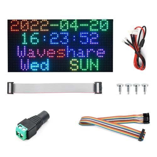 Waveshare RGB Full-Color LED Matrix Panel 4mm Pitch 64×32 Pixels 2048 Individual RGB LEDs Adjustable Brightness Compatible with Raspberry Pi Waveshare RGB Full-Color LED Matrix Panel 4mm Pitch 64×32 Pixels 2048 Individual RGB LEDs Adjustable Brightness Compatible with Raspberry Pi von Waveshare