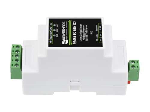 Waveshare RS485 to RJ45 Ethernet Converter Module (C), Industrial Rail-Mount RS485 Serial Server with Electrical Isolation, TCP/IP to Serial Module, 10/100M Auto-Negotiation RJ45 Connector von Waveshare