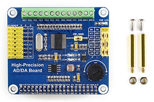 Waveshare Raspberry Pi AD/DA Expansion Sheild Board for Adding High-Precision AD/DA Functions to Raspberry Pi Onboard ADS1256 DAC8552 Sensor Interface von Waveshare