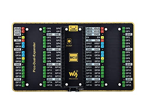 Waveshare Dual GPIO Expander Compatible with Raspberry Pi Pico, Two Sets of Male Headers for Connecting More Expansion Modules von Waveshare