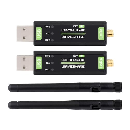 Waveshare USB-to-LoRa-HF(2PCS), TCXO Crystal Oscillator, USB to LoRa Data Transfer Module, Based On SX1262, Suitable for Data Acquisition In Industry and Agriculture von Waveshare