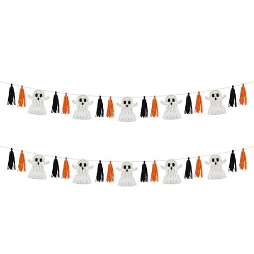 Wavwavw Halloween-Geistergirlande mit Makramee-Design, niedliche Geister, hängende Dekorationen, schwarz, weiß, orange, Party-Quaste, Banner für Hausdekoration, Türen, Zuhause, Fenster, Kaminsims, 2 Wavwavw Halloween-Geistergirlande mit Makramee-Design, niedliche Geister, hängende Dekorationen, schwarz, weiß, orange, Party-Quaste, Banner für Hausdekoration, Türen, Zuhause, Fenster, Kaminsims, 2 von Wavwavw
