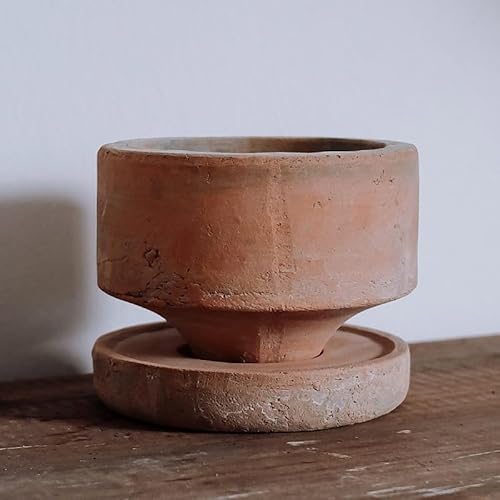 Wavy Studio Rustikaler Terrakotta-Blumentopf mit Abtropfuntersetzer, atmungsaktiver Ton-Übertopf, Mitte des Jahrhunderts, moderne Heim- und Gartendekoration, 15,2 cm Wavy Studio Rustikaler Terrakotta-Blumentopf mit Abtropfuntersetzer, atmungsaktiver Ton-Übertopf, Mitte des Jahrhunderts, moderne Heim- und Gartendekoration, 15,2 cm von Wavy Studio
