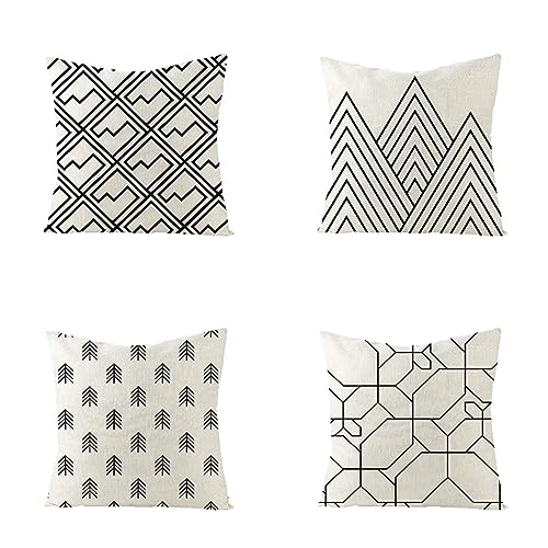 4er Set Modern Kissenbezug 50x50 cm mit Geometrie Muster Design, soft Beidseitig Kissenbezüge Quadratische Kissenhülle für Wohnräume Sitzgelegenheiten, Betten und Stühle Dekokissen Mit Reißverschluss von Waxonle
