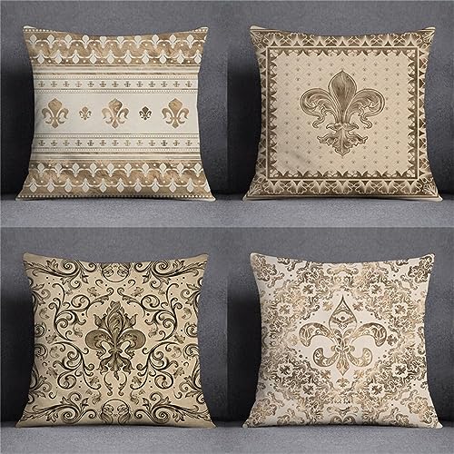 4er Set Weiss Kissenbezug 55x55 cm mit Boho Muster Design, soft Beidseitig Kissenbezüge Quadratische Kissenhülle für Wohnräume Büros Sitzgelegenheiten, Betten und Stühle Dekokissen Mit Reißverschluss von Waxonle