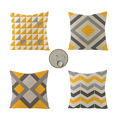 Kissenbezüge 30x30 cm 4er Set Geometrie Outdoor Kissen Gelb Sofakissen Dekokissen Kopfkissen Wasserfest Linen Zierkissen Quadratische Kissenhülle für Gartenmöbel Sofa Bett Auto Terrasse Schlafzimmer Kissenbezüge 30x30 cm 4er Set Geometrie Outdoor Kissen Gelb Sofakissen Dekokissen Kopfkissen Wasserfest Linen Zierkissen Quadratische Kissenhülle für Gartenmöbel Sofa Bett Auto Terrasse Schlafzimmer von Waxonle