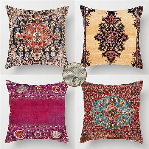 Kissenbezüge 35x35 cm 4er Set Braun Outdoor Kissen Boho Sofakissen Dekokissen Kopfkissen Wasserfest linen Zierkissen Quadratische Kissenhülle für Gartenmöbel Sofa Couch Bett Auto Terrasse Schlafzimmer von Waxonle