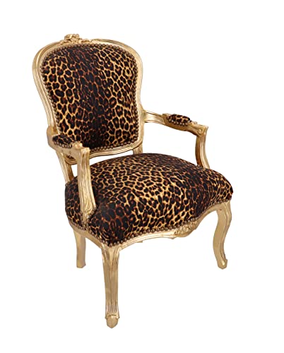 Way Home Store - Barocksessel Luis Französischer Stil Louis XVI - Blattgold Holz und Leopardenstoff - Maße: 63 x 65 x 94 cm Way Home Store - Barocksessel Luis Französischer Stil Louis XVI - Blattgold Holz und Leopardenstoff - Maße: 63 x 65 x 94 cm von Way Home Store