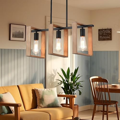 Moderne Kücheninsel Beleuchtung, 3 Lichter L60cm, Höhenverstellbare Esszimmer Leuchten, Rustikaler Holz Kronleuchter Für Die Küche, Billardtisch Leuchten Schwarzer E27 (Glühbirnen Nicht Inbegriffen) Moderne Kücheninsel Beleuchtung, 3 Lichter L60cm, Höhenverstellbare Esszimmer Leuchten, Rustikaler Holz Kronleuchter Für Die Küche, Billardtisch Leuchten Schwarzer E27 (Glühbirnen Nicht Inbegriffen) von WayLuoung