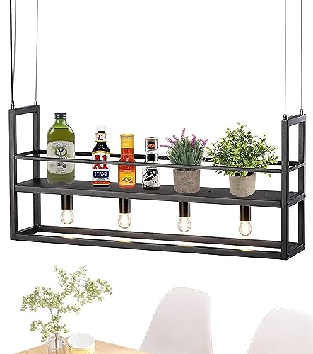 Moderne Schwarze Rechteckige Pendelleuchte | Lichtkäfig Für 4 Köpfe 100*20*40cm | Innenbeleuchtung | Restaurant Esszimmer Küche Metall Kronleuchter Draht Zum Aufhängen 150cm(Glühbirne nicht enthalten) von WayLuoung