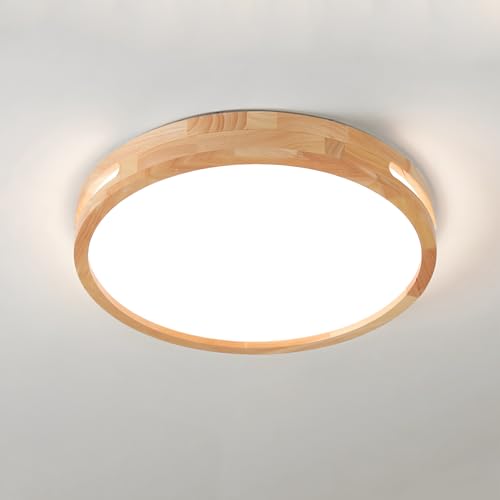 WayLuoung Holz-LED-Deckenleuchte | Ø30cm 3000K 1620Lm 18W | Runde Natürliche Holz-Deckenleuchte, Kunst-Hohl-Design, Schlafzimmer, Wohnzimmer, Kinderzimmer, Küche, Esszimmer, Zuhause, Büro (Warmweiß) von WayLuoung