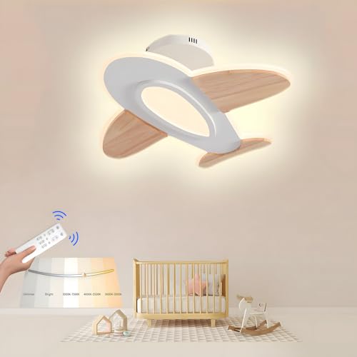 WayLuoung LED Deckenleuchte, 3000-6000K Dimmbar Mit Fernbedienung, 40W 40*50cm, Flugzeug Kinderzimmerlampe aus Holz + Acryl, LED Pendelleuchte für Mädchen / Jungenschlafzimmer, Esszimmer im Wohnzimmer WayLuoung LED Deckenleuchte, 3000-6000K Dimmbar Mit Fernbedienung, 40W 40*50cm, Flugzeug Kinderzimmerlampe aus Holz + Acryl, LED Pendelleuchte für Mädchen / Jungenschlafzimmer, Esszimmer im Wohnzimmer von WayLuoung