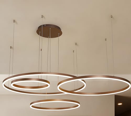 WayLuoung Metall LED Kronleuchter | 4 Kreise 40+60+80+100cm | 120W Rings Deckenhängelampe, Dimmbare Fernbedienung 3000–6000K, Acryl Schirm Pendelleuchte, Wohnzimmer Schlafzimmer Foyer Esszimmer【Braun】 WayLuoung Metall LED Kronleuchter | 4 Kreise 40+60+80+100cm | 120W Rings Deckenhängelampe, Dimmbare Fernbedienung 3000–6000K, Acryl Schirm Pendelleuchte, Wohnzimmer Schlafzimmer Foyer Esszimmer【Braun】 von WayLuoung