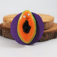 Papaya Magnet, Handgemachte Polymer Clay Frucht, Obst Liebhaber Geschenk Deko von WayOutsideStudios