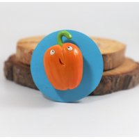 Paprika Magnet, Handgemachte Polymer Clay Gemüse von WayOutsideStudios