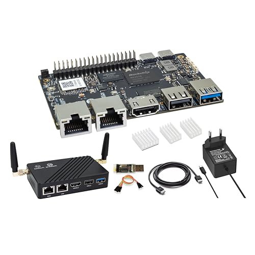 Banana Pi BPI-M5 Pro Linux 8GB Entwicklungsboard, Octa-Core RK3576 CPU 6TOPs NPU, 8K HDMI Video Encoder, 2xGbE Ethernet für AI IoT Erweiterungen, ARM Mini PCs und Edge Computing (8+64GB, Bundle3) von WayPonDEV