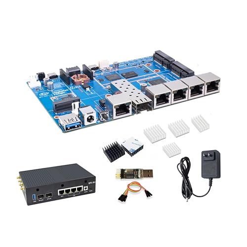 Banana Pi BPI-R4 Lite WiFi 7 Router Dev Board Kit OpenWRT - MediaTek MT7987A SoC - 2GB DDR4 RAM 8GB eMMC, 1x 2,5G SFP RJ45 WAN, 4X GbE Gigabit Ethernet für NAS Smart Home Gateway (2GB DDR4,Bündel2) von WayPonDEV