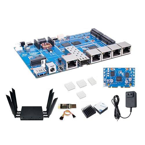 Banana Pi BPI-R4 Lite WiFi 7 Router Dev Board Kit OpenWRT - MediaTek MT7987A SoC - 2GB DDR4 RAM 8GB eMMC, 1x 2,5G SFP RJ45 WAN, 4X GbE Gigabit Ethernet für NAS Smart Home Gateway (2GB DDR4,Bündel3) von WayPonDEV