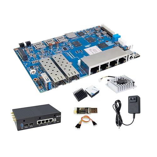 Banana Pi BPI-R4 WiFi 7 Wireless Dual-Band WiFi Router Board OpenWRT mit MediaTek MT7988A (Filogic 880) SoC, unterstützt 2X 10GbE SFP und 4X GbE Gigabit Ethernet für NAS Smart Home Gateway (Bundle2) von WayPonDEV