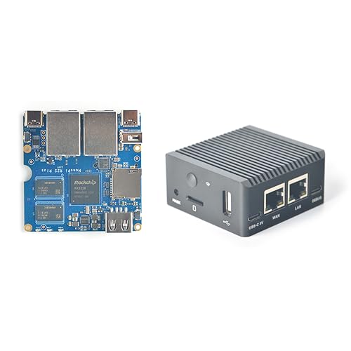 WayPonDEV Nanopi R2S Plus Wireless WiFi Computer Router OpenWRT, RK3328 Soc DDR4 1GB RAM 32GB eMMC, with Dual Gbps Ethernet M.2 WiFi Module Slot for Smart Home Office Gateway, Support Debian Ubuntu von WayPonDEV