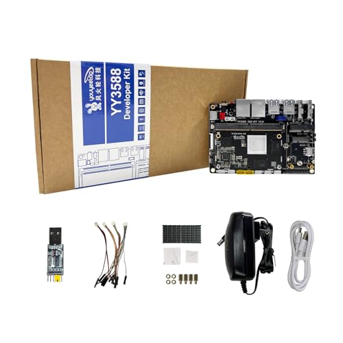 YY3588 AI Development Board, RK3588 Chip 8-Core ARM 6TOPs NPU, 32GB LPDDR4 RAM 256GB eMMC5.1, für industrielle Steuerung Edge AI Smart Terminal AI Tasks (Power Kit,16+128GB) von WayPonDEV