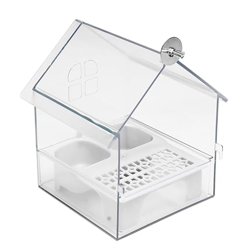 Ausziehbarer externer Papageien-Futterspender für Papageien, langlebig im Freien, 18,5 x 14,5 x 14 cm, Vogelfutterhaus, dekorative transparente Vogeltränke leicht zu befüllen, sauber, für Finken und von Waycin