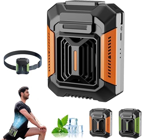 Chill Guard Fan, Chillguard Fan, ChillGuard Pro – Tragbarer WorkFan, Taille HangingFan wiederaufladbar, 3-Gang-Turbo-Luftstrom, LED-Taschenlampe, Laden Sie Ihr Telefon unterwegs auf (Orange) von Waycin