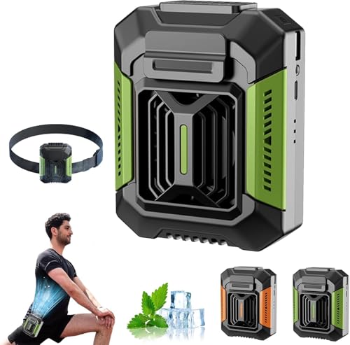 Chill Guard Fan, Chillguard Fan, ChillGuard Pro – Tragbarer WorkFan, Taille HangingFan wiederaufladbar, 3-Gang-Turbo-Luftstrom, LED-Taschenlampe, laden Sie Ihr Telefon unterwegs auf (grün) von Waycin