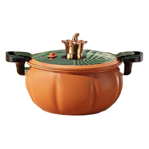 Schmortopf in Kürbisform, 8 l, orangefarbener Gusseisen-Mikro-Schnellkochtopf für Herd, Antihaft-Keramikbeschichtung, gesundes Schmoren/Braten (Orange) von Waycin