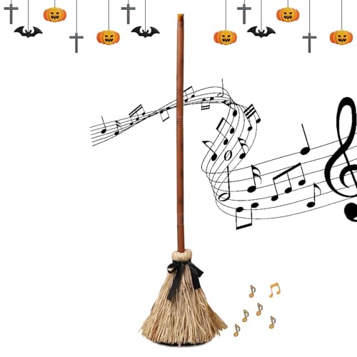 Tanzender Hexenbesen, Halloween schwimmender Hexenbesen, bewegliche animierte Besen, beleuchtete Spuktbesen mit gruseligen Geräuschen für Partys im Innen- und Außenbereich (1) von Waycin