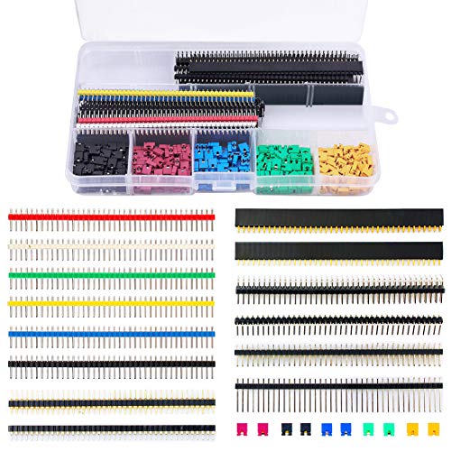 WayinTop 2.54mm Header Buchse Stiftleiste Connector & Jumper Caps Kit, 35pcs Einreihig Zweireihig Gerade/Runde/Rechtwinklig/Pin Header + 300pcs Computer Jumper Caps Header Open Top Circuit Connector von WayinTop