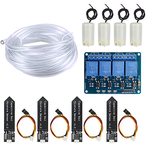 WayinTop Automatische Bewässerung DIY Kit Bewässerungssystem mit Tutorial, 4pcs Bodenfeuchtesensor + 4 Kanal 5 V Relais Modul + 4pcs Mini Wasserpumpe + 4M PVC Schlauch WayinTop Automatische Bewässerung DIY Kit Bewässerungssystem mit Tutorial, 4pcs Bodenfeuchtesensor + 4 Kanal 5 V Relais Modul + 4pcs Mini Wasserpumpe + 4M PVC Schlauch von WayinTop