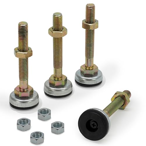 Waytex 37424 Set mit 4 verstellbaren Füßen für Bucht- und Netzwerkschrank, Befestigung 1-Punkt, Gewindestange Durchmesser 9,5 mm, Füße Durchmesser 30 mm, Höhe 90 mm von Waytex