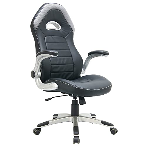 Waytex Gamer Bürostuhl, Schalenform, Kunstleder, Schwarz, klappbare Armlehnen von Waytex