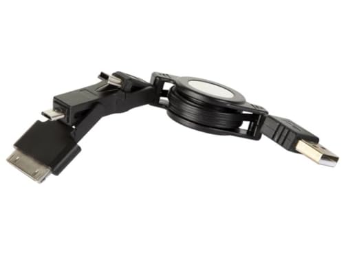 Waytex USB-Ladeadapter für iPad/iPod + Mini USB + Micro USB - Aufrollbar von Waytex