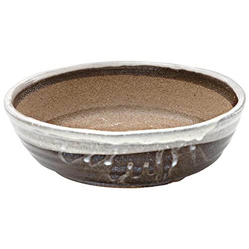 Wazakura Shigaraki Serie Bonsai Schale aus glasierter Keramik mit Drainage, 21 cm, hergestellt in Japan, handgefertigt, für den Garten, japanische Pflanzgefäße - Weiß Gestreift Wazakura Shigaraki Serie Bonsai Schale aus glasierter Keramik mit Drainage, 21 cm, hergestellt in Japan, handgefertigt, für den Garten, japanische Pflanzgefäße - Weiß Gestreift von Wazakura