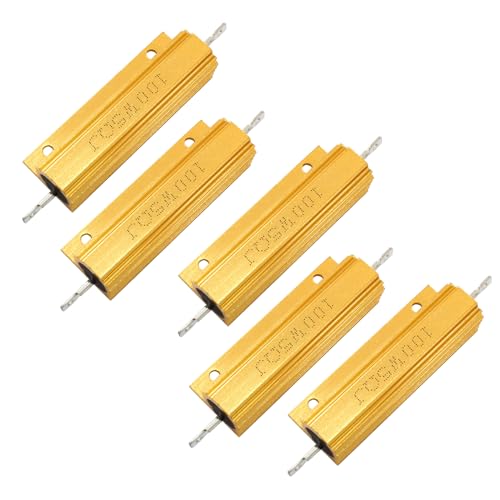 Waziaqoc 5 Stück 100 W 5 Ohm Aluminiumgehäuse-Widerstand, Schraubgewindebohrer, Chassis montierte Lastwiderstände, drahtgewickelter Widerstand mit Stabpfosten für LED-Konverter Waziaqoc 5 Stück 100 W 5 Ohm Aluminiumgehäuse-Widerstand, Schraubgewindebohrer, Chassis montierte Lastwiderstände, drahtgewickelter Widerstand mit Stabpfosten für LED-Konverter von Waziaqoc