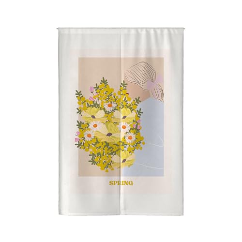 Küchenvorhänge Gelbe Blume Türvorhang Polyester Vorhänge Kurz Waschbar Raumteiler Vorhang Kurze Gardinen Langlebig Door Curtain Verdickung Vorhang Tür Küchenvorhang Türvorhänge 70x150cm von Wazylphin