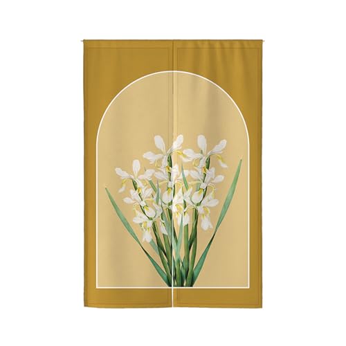 Küchenvorhänge Grüne Blume Weiß Türvorhang Polyester Vorhänge Kurz Waschbar Raumteiler Vorhang Kurze Gardinen Langlebig Vorhang Tür Verdickung Türvorhänge Küchenvorhang Door Curtain 85x180cm von Wazylphin