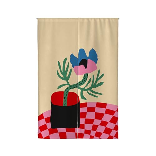 Küchenvorhänge Pink Geometrie Pflanze Türvorhang Polyester Vorhänge Kurz Waschbar Raumteiler Vorhang Kurze Gardinen Langlebig Vorhang Tür Verdickung Türvorhänge Küchenvorhang Door Curtain 90x180cm von Wazylphin
